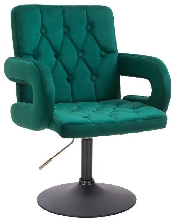 LuxuryForm DESIGN Stolička BOSTON VELUR na čiernom tanieri - zelená