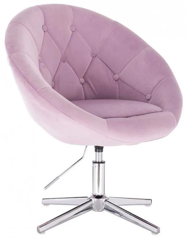 LuxuryForm DESIGN Kreslo VERA VELUR na striebornom kríži - levanduľa