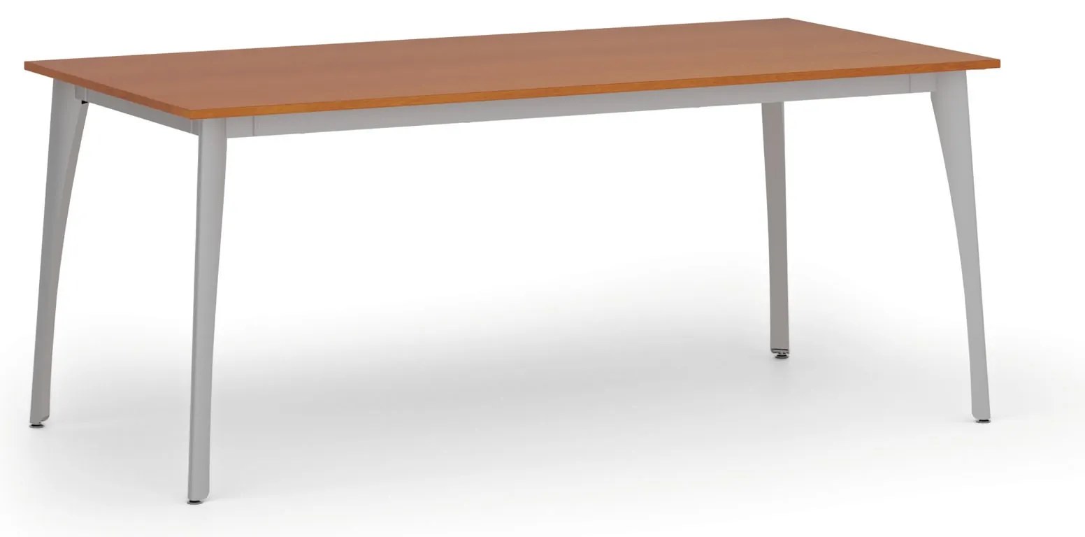 Rokovací kancelársky stôl PRIMO OMEGA, 180x90 cm, sivá podnož, čerešňa