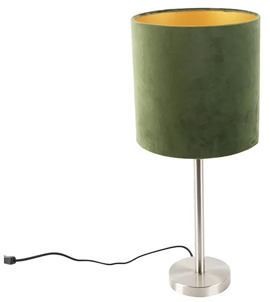 Stolná lampa z ocele so zeleným tienidlom 25 cm - Simplo
