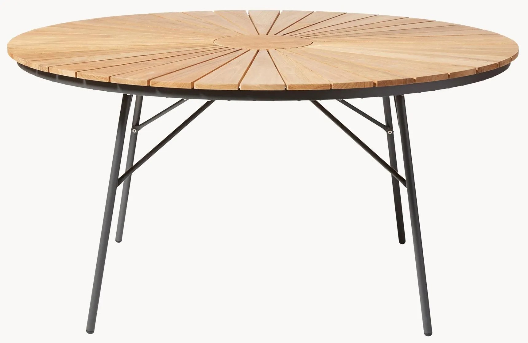 Okrúhly záhradný stôl so stolovou doskou z tíkového dreva Ellen