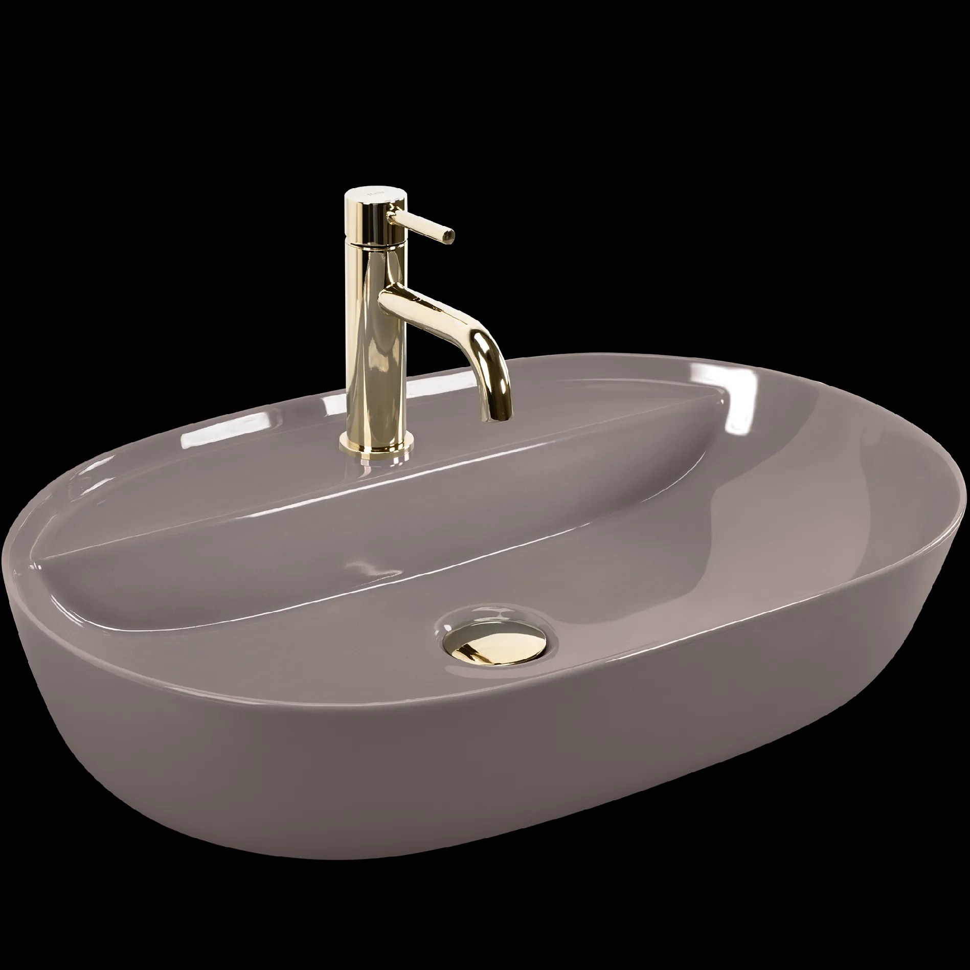 Rea Aura, umývadlo na dosku 610x410x130, béžová lesklá, REA-U6381