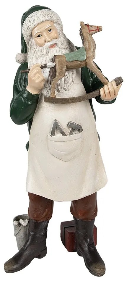 Dekorácia socha Santa s hojdacím koníkom - 13*10*31 cm
