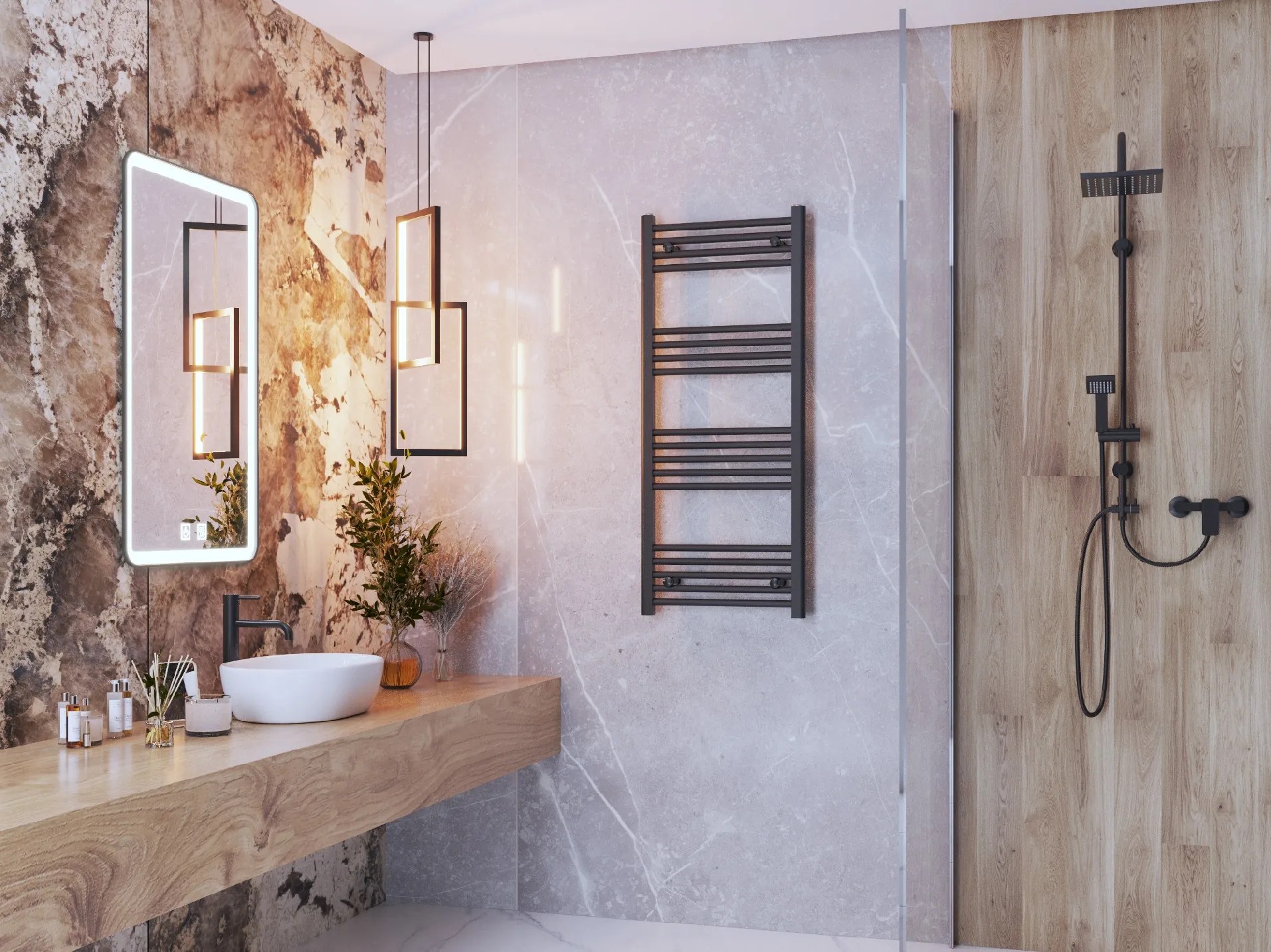 Erga Basic, vykurovacie teleso 1200x500 mm, 482 W, čierna, ERG-LAV-BASIC-12050-BK