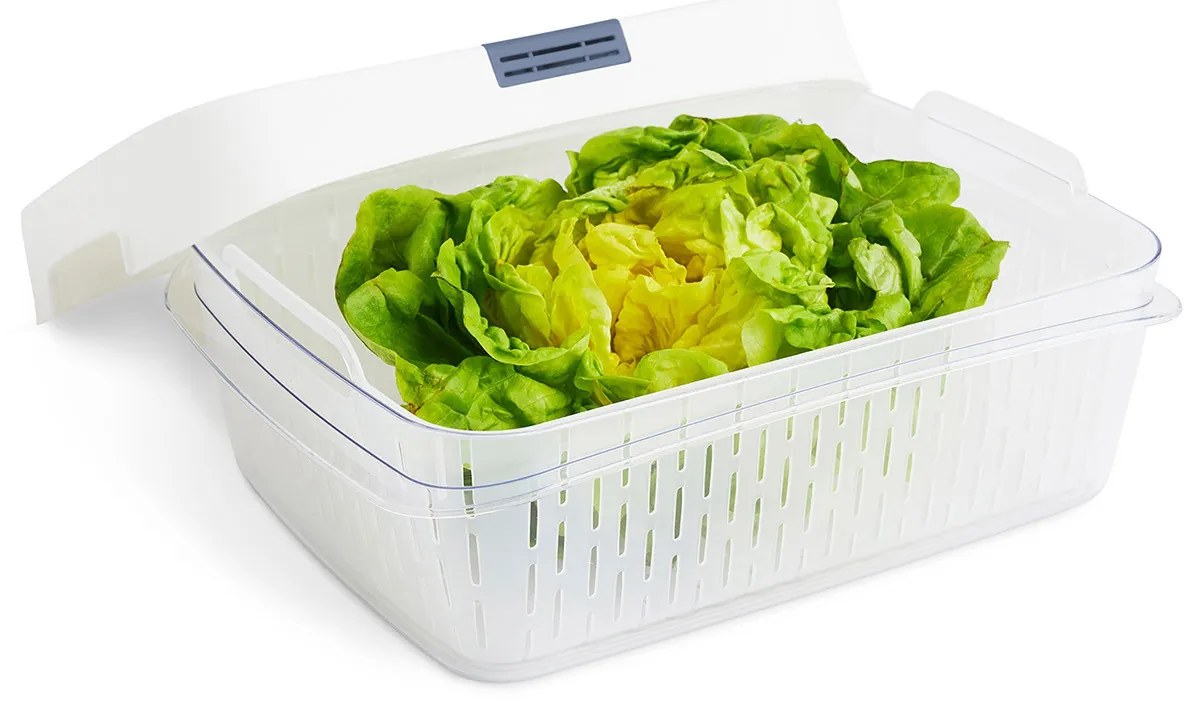 Špeciálny box na ovocie a zeleninu, s ventiláciou a filtrom, do chladničky, Fridge Fresh, 6,4 l - modrý