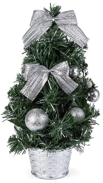 Vianočný stromček zdobený 30 cm, strieborná