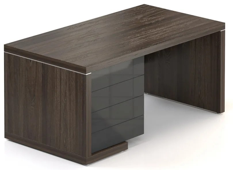 Stôl Lineart 160 x 85 cm + ľavý kontajner, brest tmavý / antracit