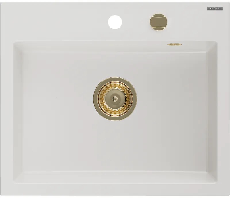 Mexen Oscar, 1-komorový granitový drez 580x490x205 mm, biela, 6519581000-20-G