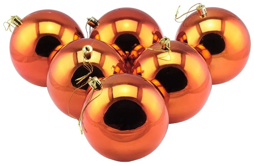 DECOLED Plastová guľa, 10 cm, medená, 6x lesklá