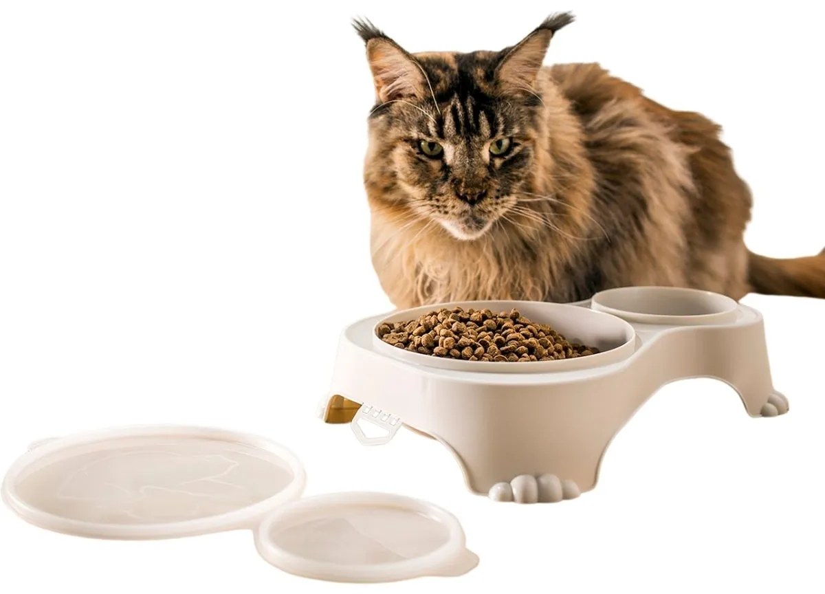 Rotho Miska na krmivo a vodu pre psov a mačky, dvojitá s vekom, SALLY - krémová