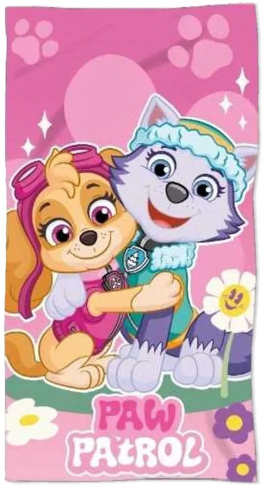 Dievčenská plážová osuška Paw Patrol - Tlapková patrola - motív Skye a Everest - 100% bavlna - 70 x 140 cm