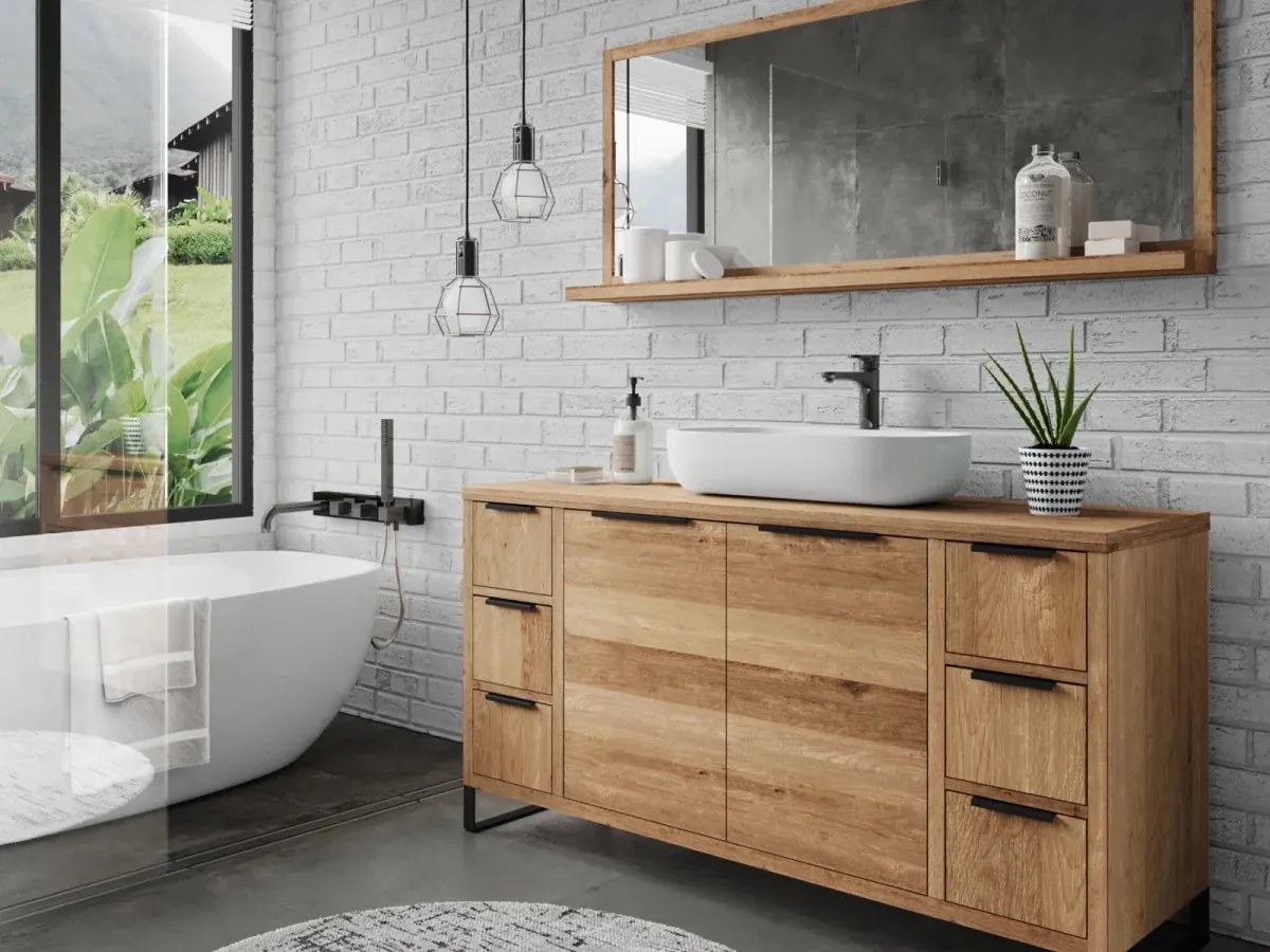 furniture-nabytek.cz - Masívna kúpeľňová zostava Sydney II z divokého dubu, olejovaná, hnedá