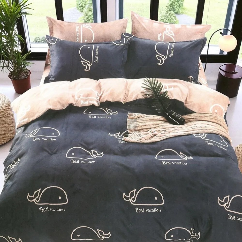 Posteľné obliečky KIDDO GREY WHALE 140x200 cm