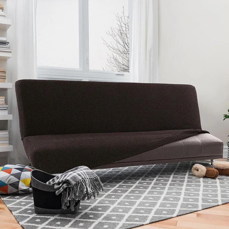 Super strečové poťahy NIAGARA čokoládová dvojkreslo s drevenými rúčkami (š. 130 - 160 cm)