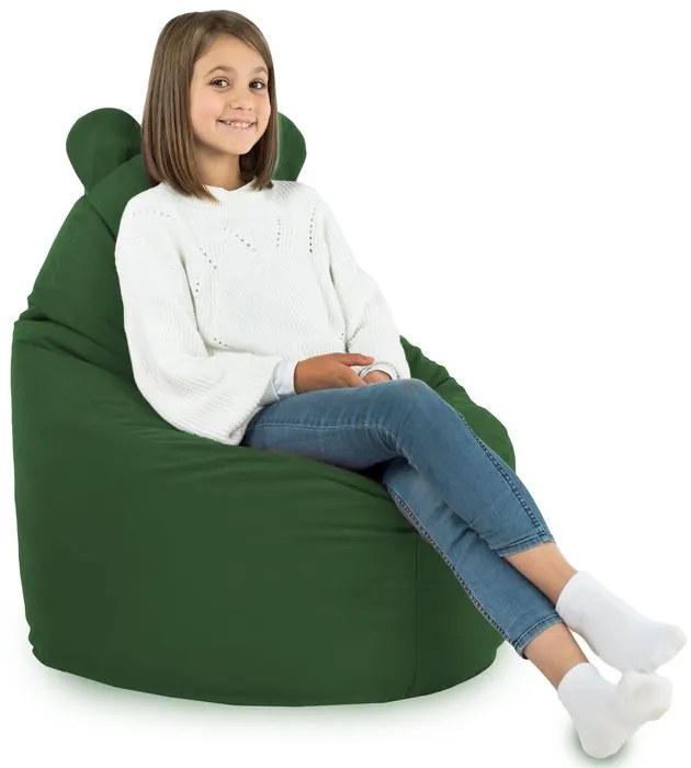 Detské kreslo Sako TEDDY – mäkké plyšové kreslo pre najmenších Farba: Tm. zelený