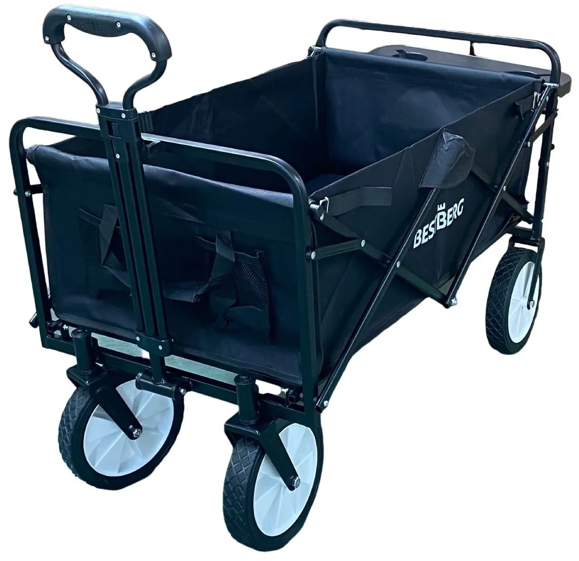 BestBerg BBBW-10BK skladací záhradný / plážový vozík / nosnosť 70 kg / čierny