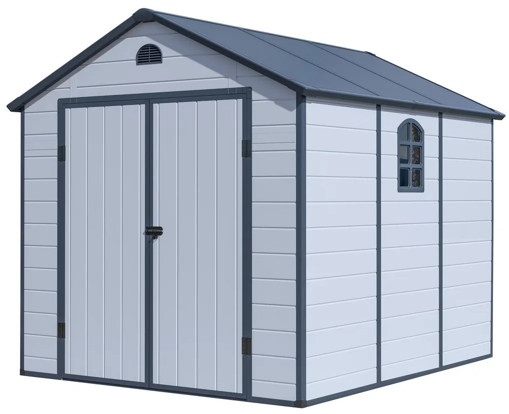 Záhradný domček G21 Boston 670 - 241 x 278 cm, plastový, svetlo šedý 6390075