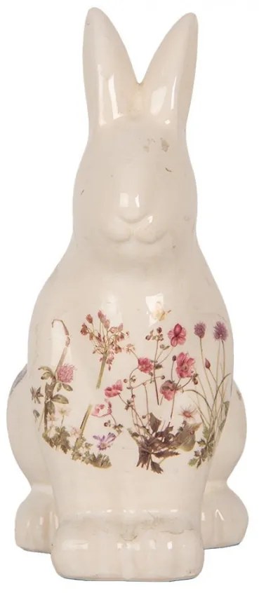 Keramická dekorácia králik s lúčnymi kvetmi Flowers of Love M - 13*10*21 cm