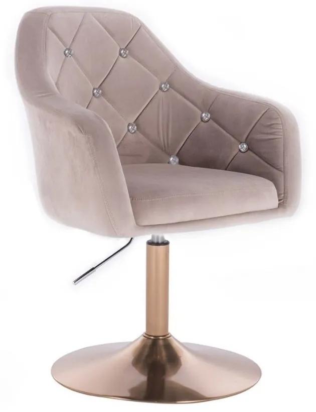 LuxuryForm DESIGN Kreslo ROMA VELUR na zlatom tanieri - svetlo šedé