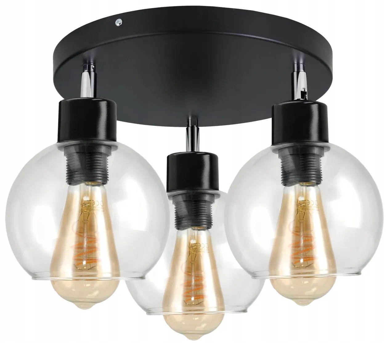 BERGE LED stropné svietidlo 3xE27 - nastaviteľné - sklenená guľa - priehľadné