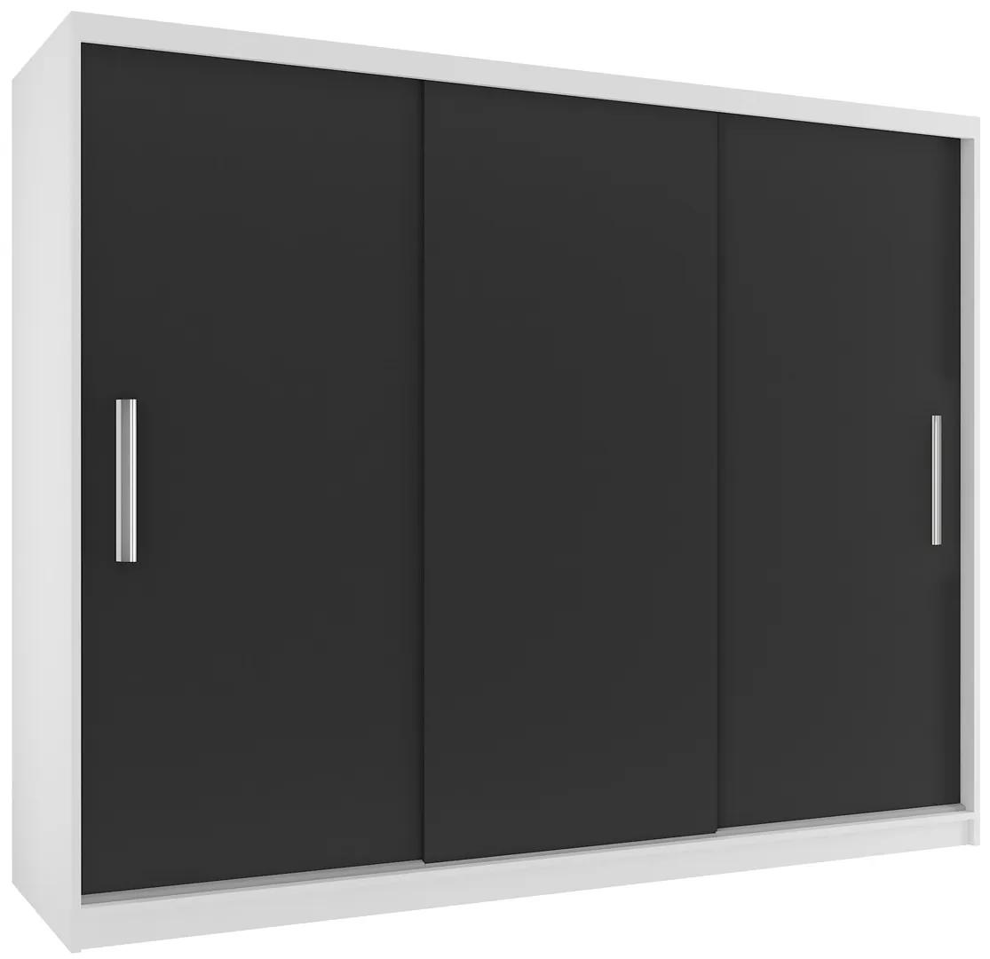 Šatníková skriňa 232 cm Belini biely mat / čierny mat s posuvnými dverami SI SZP4/2/1W/3B/0/AL