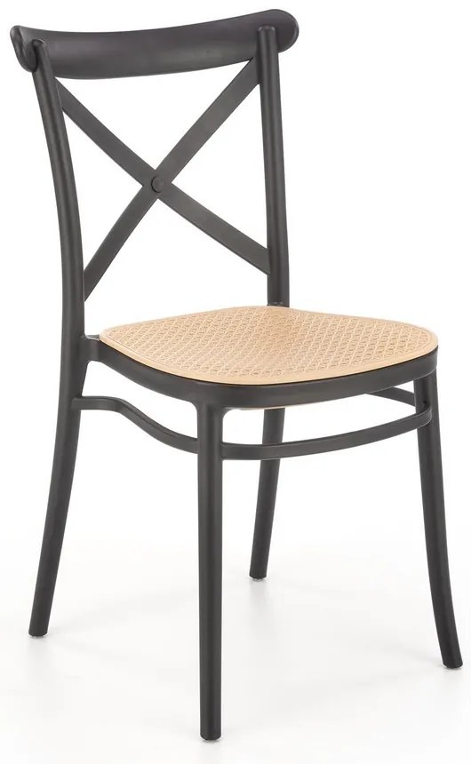 Jedálenská stolička Nikola, ratan / čierna