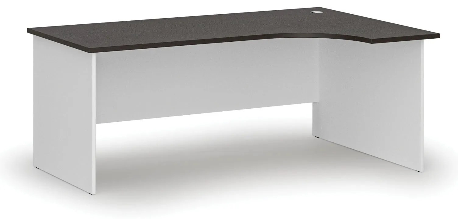 Rohový kancelársky písací stôl PRIMO WHITE, 180x120 cm, pravý, biela/wenge