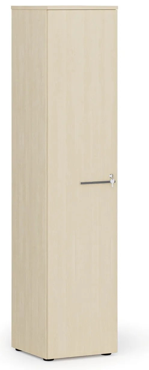 Úzka kancelárska skriňa PRIMO WOOD, 400 x 420 x 1781 mm, breza