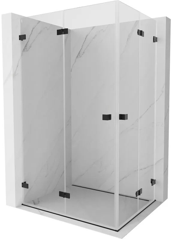 Mexen Lunar-F Duo, skladací sprchový kút 90 x 80 cm, 8mm číre sklo, čierny profil, 836-090L-080P-70-00