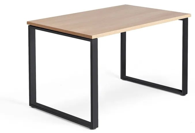 Kancelársky pracovný stôl QBUS, O-rám, 1200x800 mm, dub/čierna