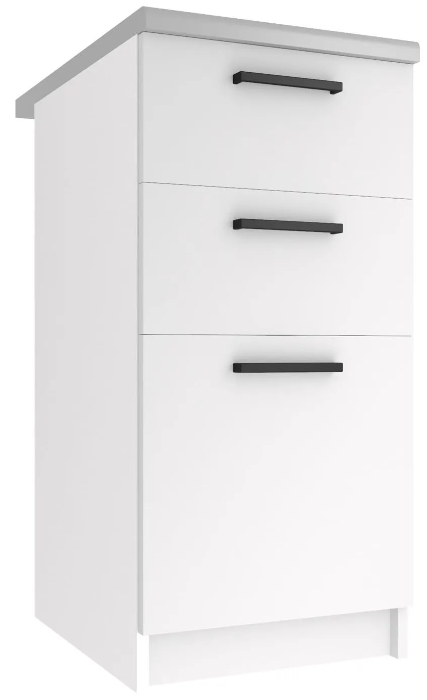 Kuchynská skrinka Belini spodná so zásuvkami 40 cm biely mat s pracovnou doskou TOR SDSZ40/0/WT/WT/0/B1