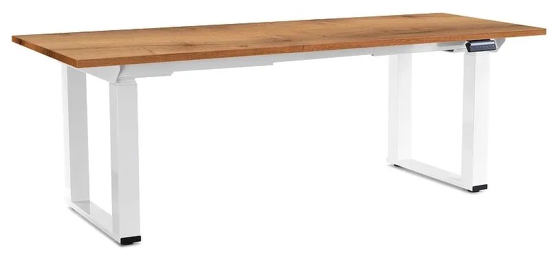 Výškovo nastaviteľný stôl OfficeTech Strong 200 x 80 cm, biela podnož, dub zlatý
