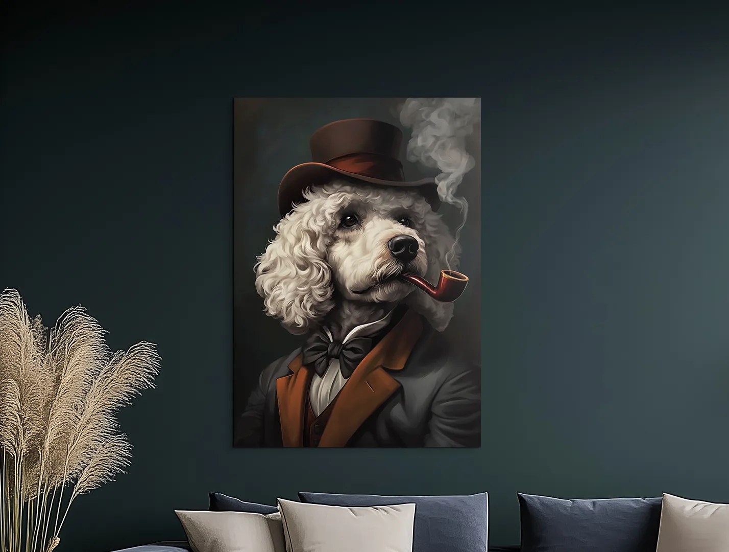 drevko | Moderný obraz Pudlík v klobúku