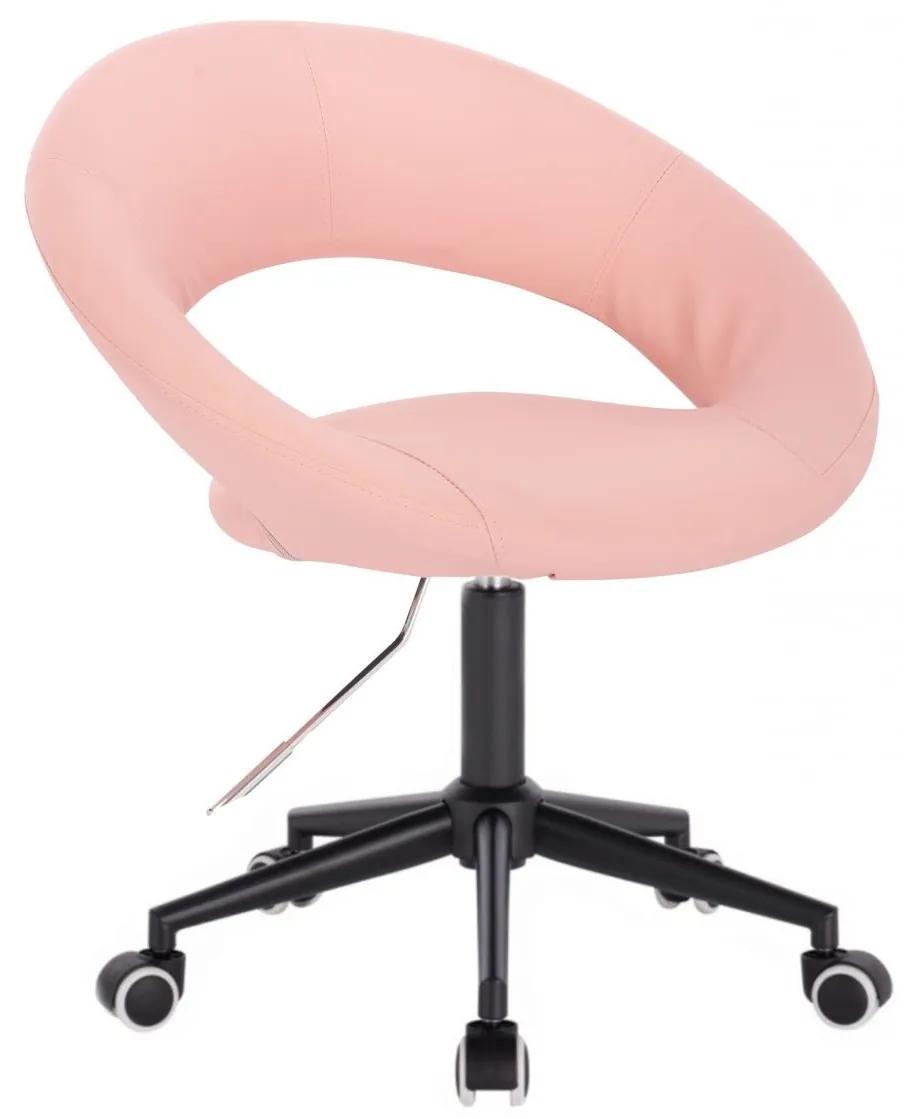 LuxuryForm DESIGN Stolička NAPOLI na čiernej podstave s kolieskami - ružová