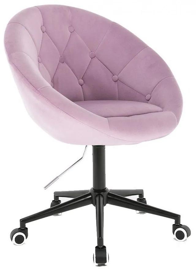 LuxuryForm DESIGN Kreslo VERA VELUR na čiernej podstave s kolieskami - levanduľa