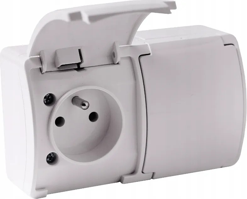 VIPLAST Dvojitá hermetická zásuvka na povrchovú montáž
