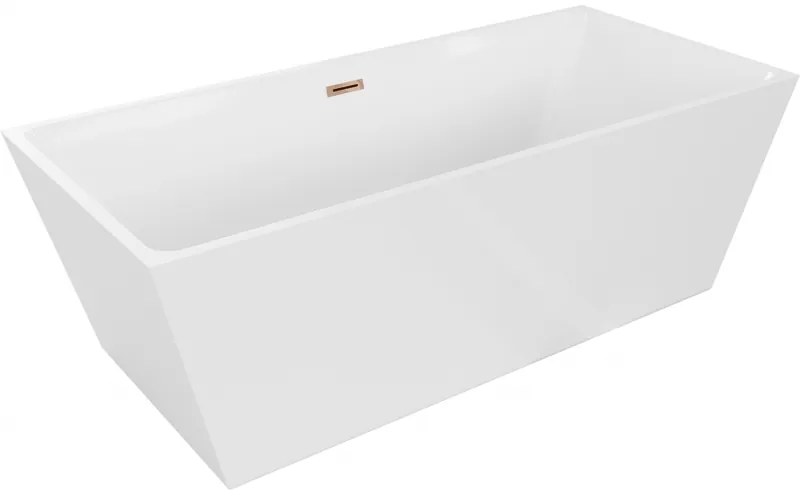 Mexen Lita, voľne stojaca vaňa 170 x 75 cm, biela, ružové zlato prepad, 52121707500-60