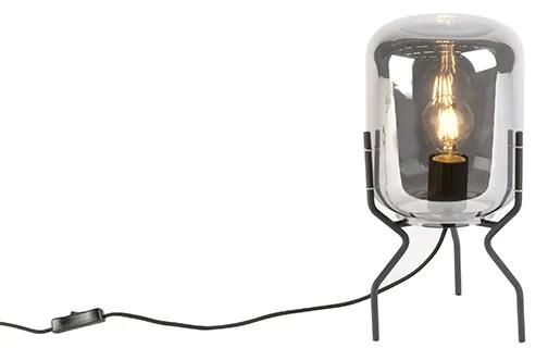 Inteligentná dizajnová stolná lampa čierna s dymovým sklom vrátane wifi A60 - Bliss