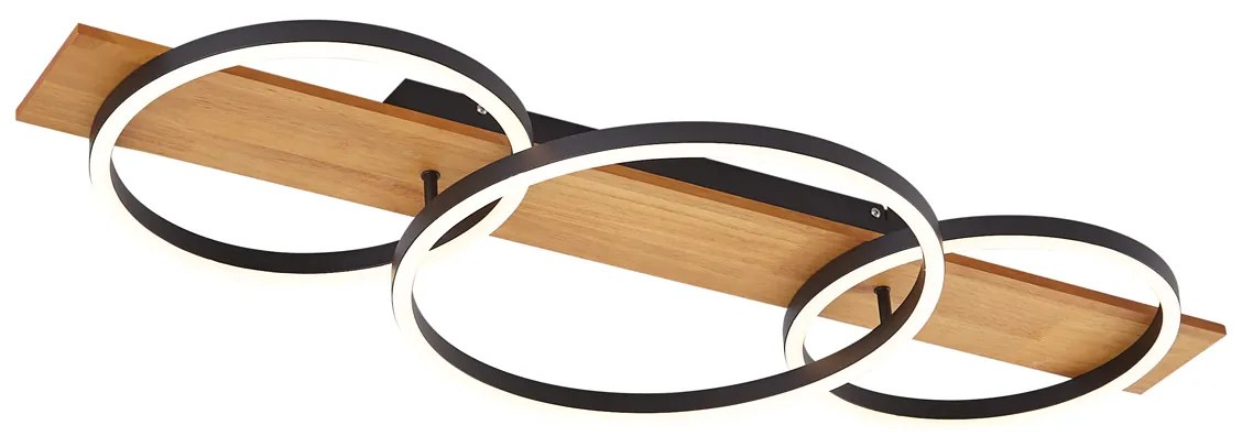 Dizajnové stropné svietidlo čierne okrúhle vrátane LED 3-krokové stmievateľné 3-svetlá - Nimue