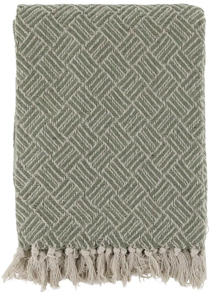 Zelený priadzový pléd so vzorom a strapcami Aix - 130*150 cm