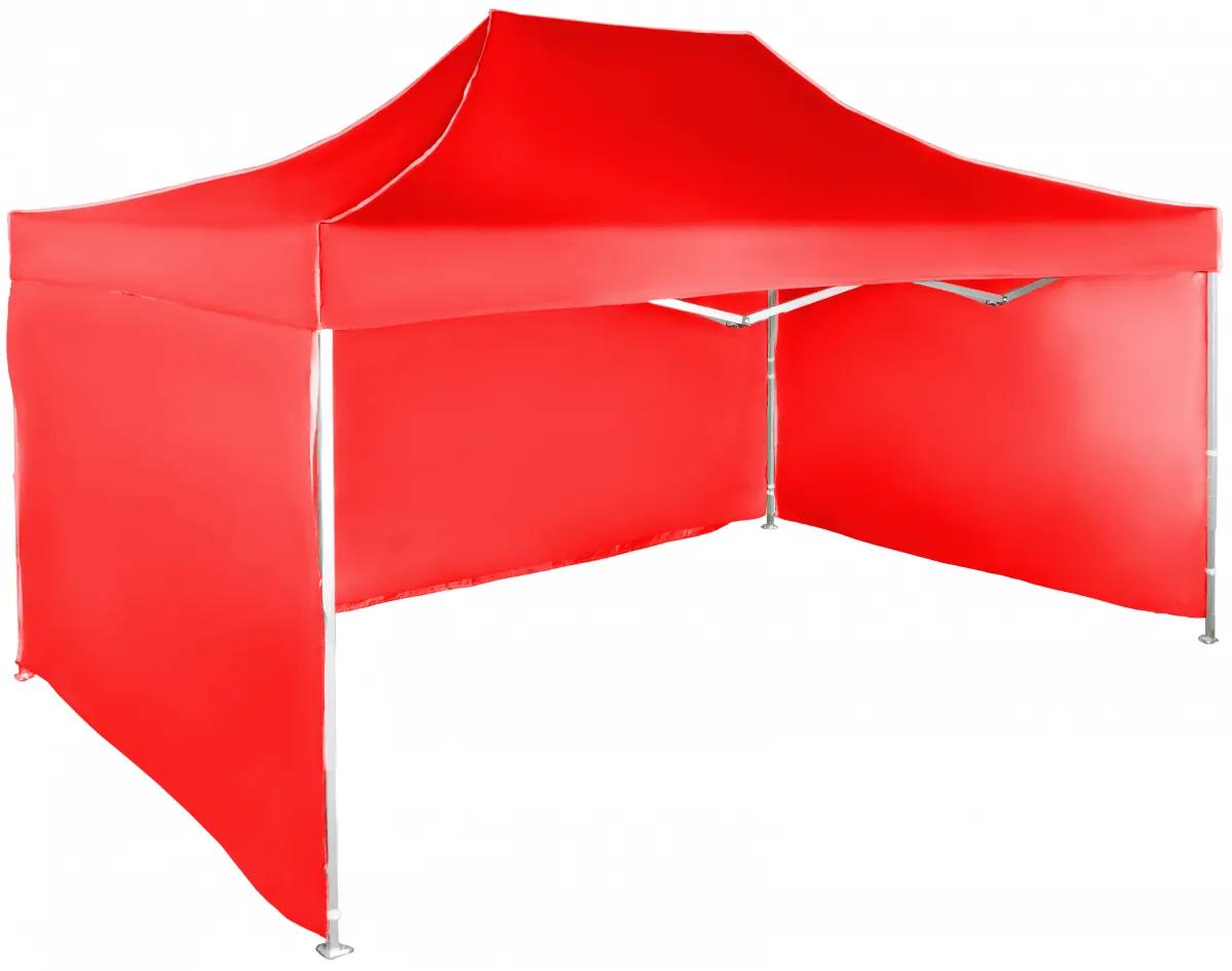 Rýchlorozkladací nožnicový stan 3x4,5m – hliníkový, Červená, 3 bočné plachty