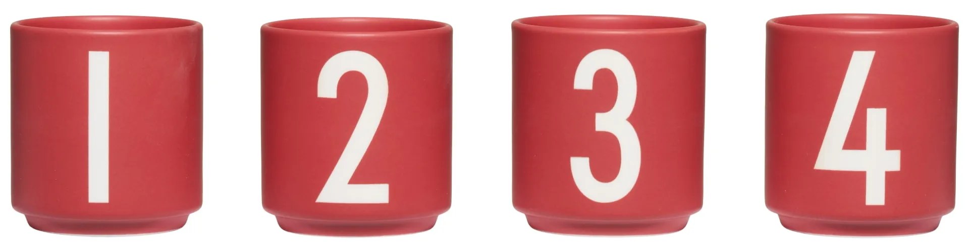 DESIGN LETTERS Porcelánová mini šálka Numbers Fade Rose 100 ml – set 4 ks