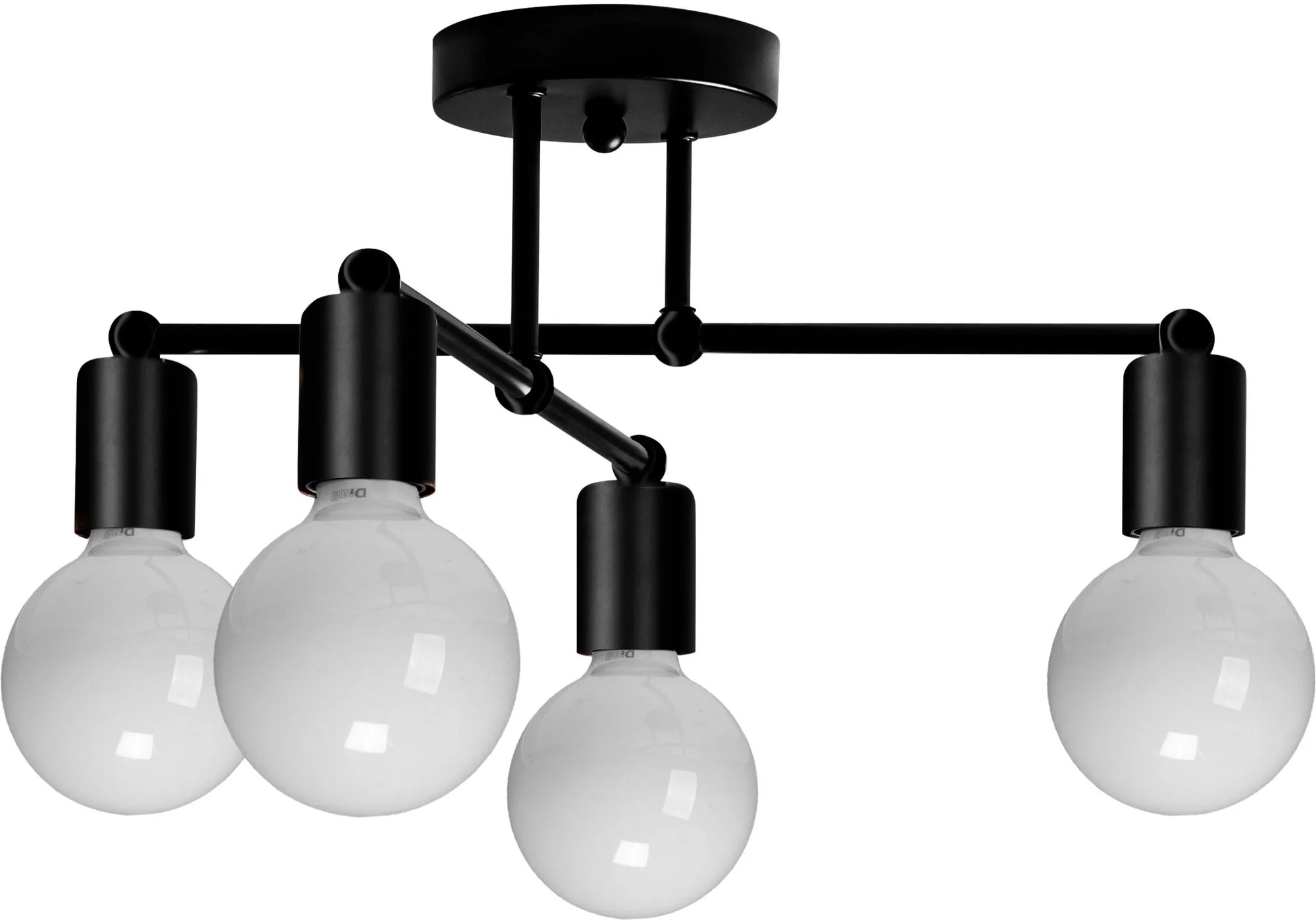 Toolight - Stropná lampa 4-bodová s čiernymi ramenami 392200, čierna, OSW-07623