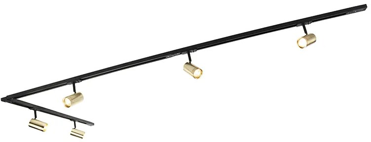 Koľajnicový systém s 5 reflektormi 1-fázový čierny so zlatom - Jeana