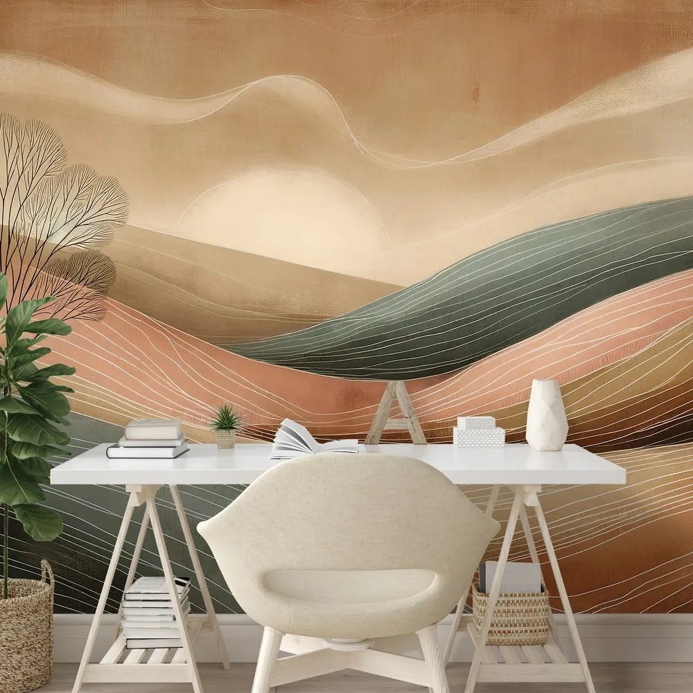 Samolepiaca tapeta abstraktná krajina v teplých tónoch
