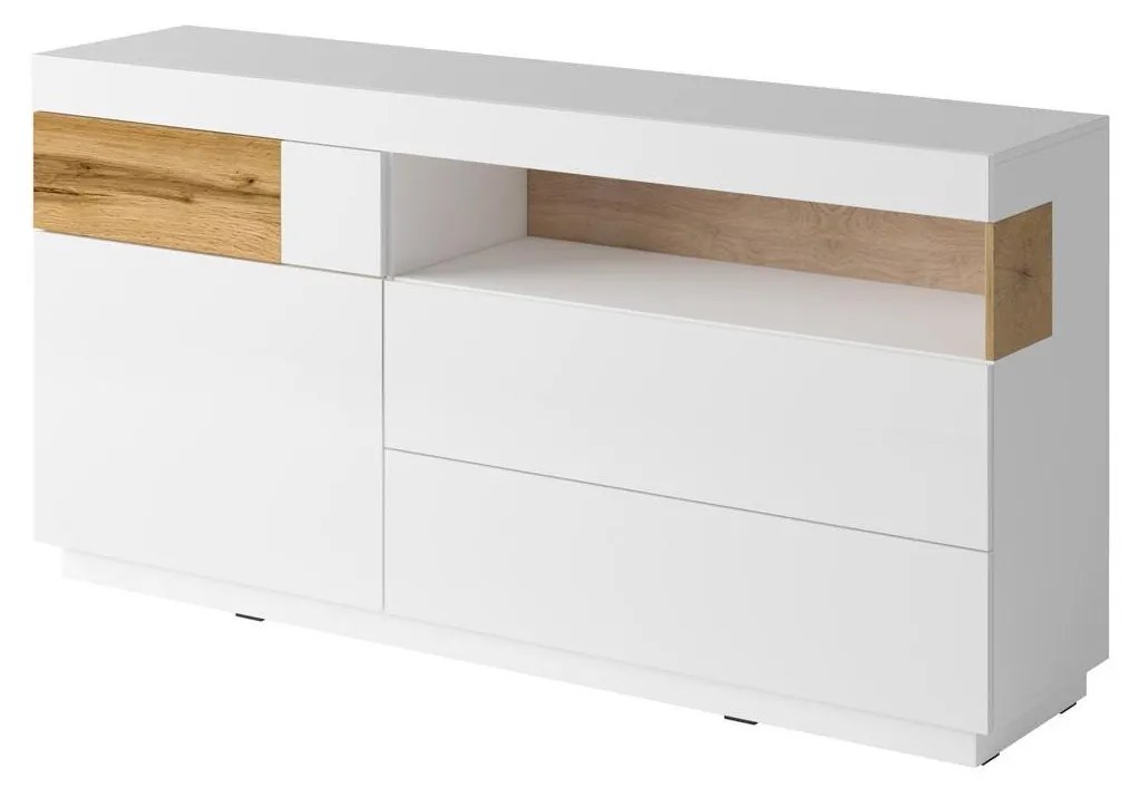 Komoda Stacey Typ 47 (dub + biely vysoký lesk). Akcia -20%. Vlastná spoľahlivá doprava až k Vám domov. 1030472