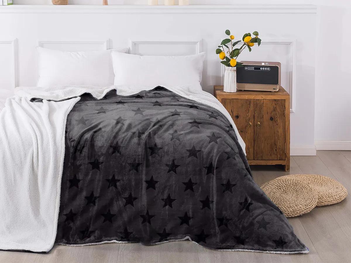 XPOSE® Mikroplyšová deka TARA s baránkom - sivá 200x220 cm