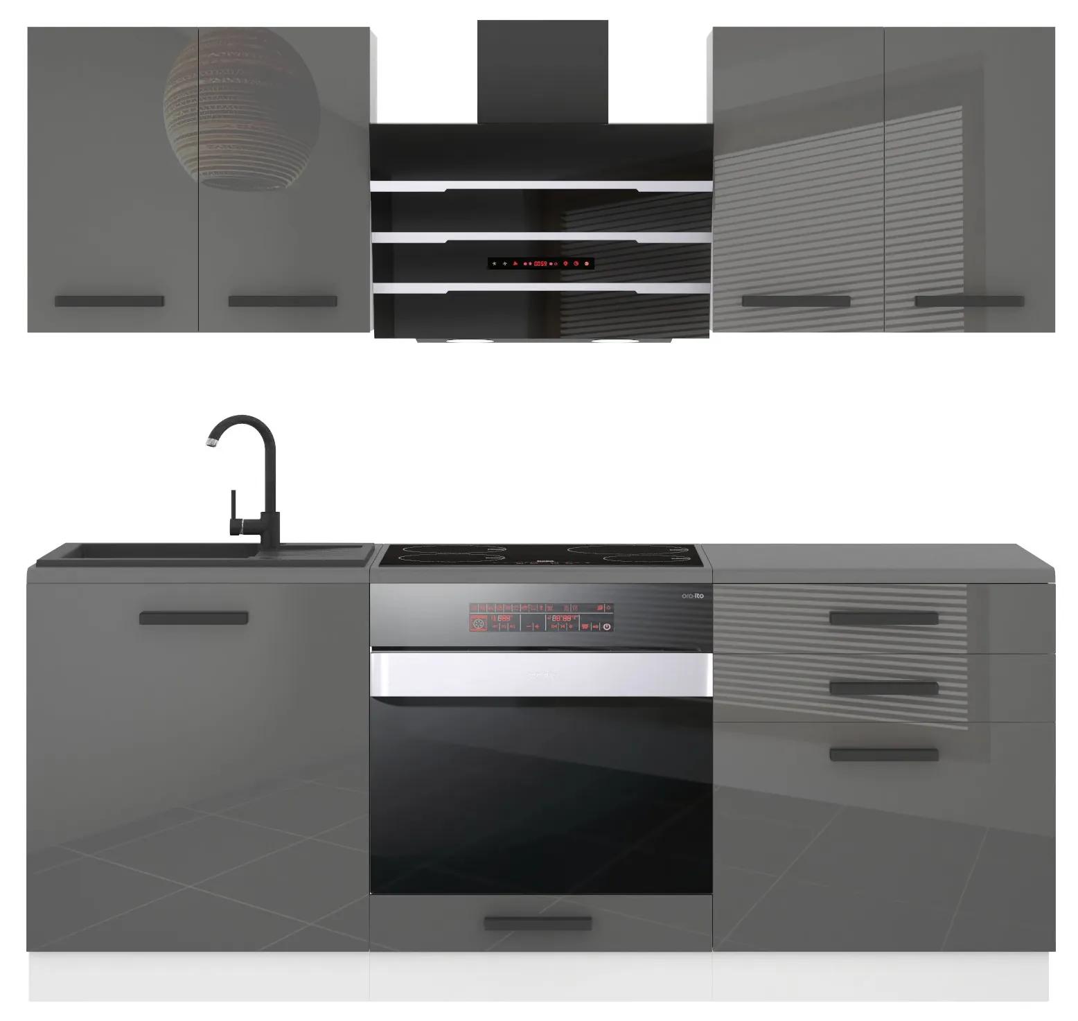 Kuchynská linka Belini Premium Full Version 180 cm šedý lesk s pracovnou doskou MARY