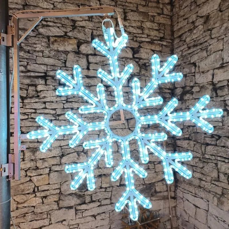 DECOLED LED svetelná snehová vločka X, sada tyčí VO 3D tlač, priemer 102 cm, ľadovo biela