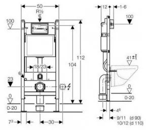 Závesný set GEBERIT Duofix Basic+ WC RICO Rimless 48 x 35 cm + pomaly padajúca doska Slim, biela, 3372XX00+39040100